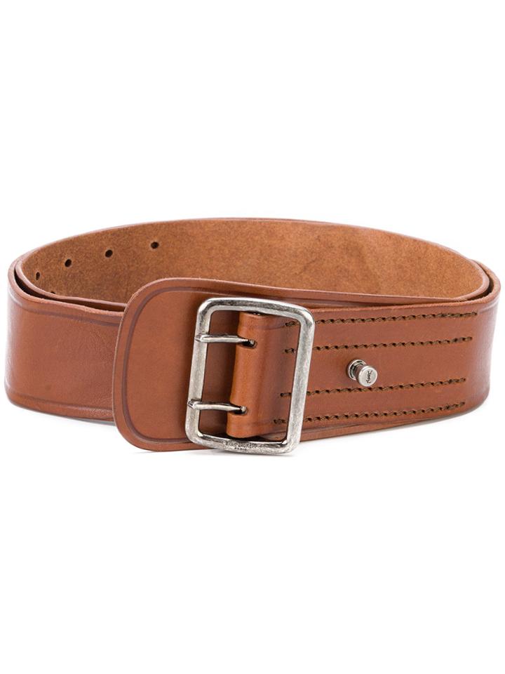 Saint Laurent Military-style Buckle Belt - Brown