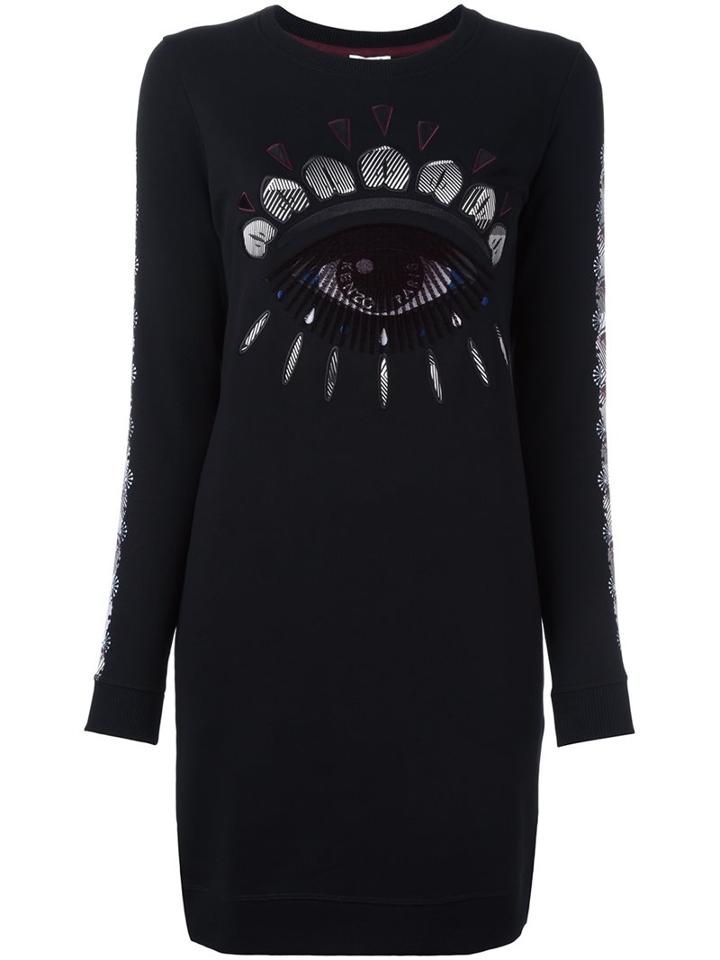 Kenzo 'eye' Sweatshirt Dress, Women's, Size: Medium, Black, Cotton