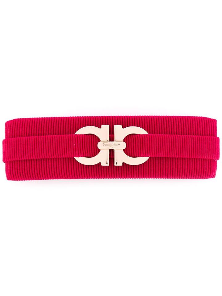 Salvatore Ferragamo Logo Hair Clip, Women's, Pink/purple, Cotton/plastic/rayon/metal