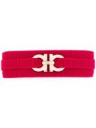 Salvatore Ferragamo Logo Hair Clip, Women's, Pink/purple, Cotton/plastic/rayon/metal