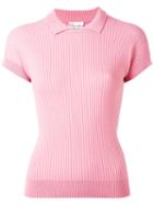 Red Valentino - Ribbed Polo Shirt - Women - Polyamide/viscose - M, Pink/purple, Polyamide/viscose