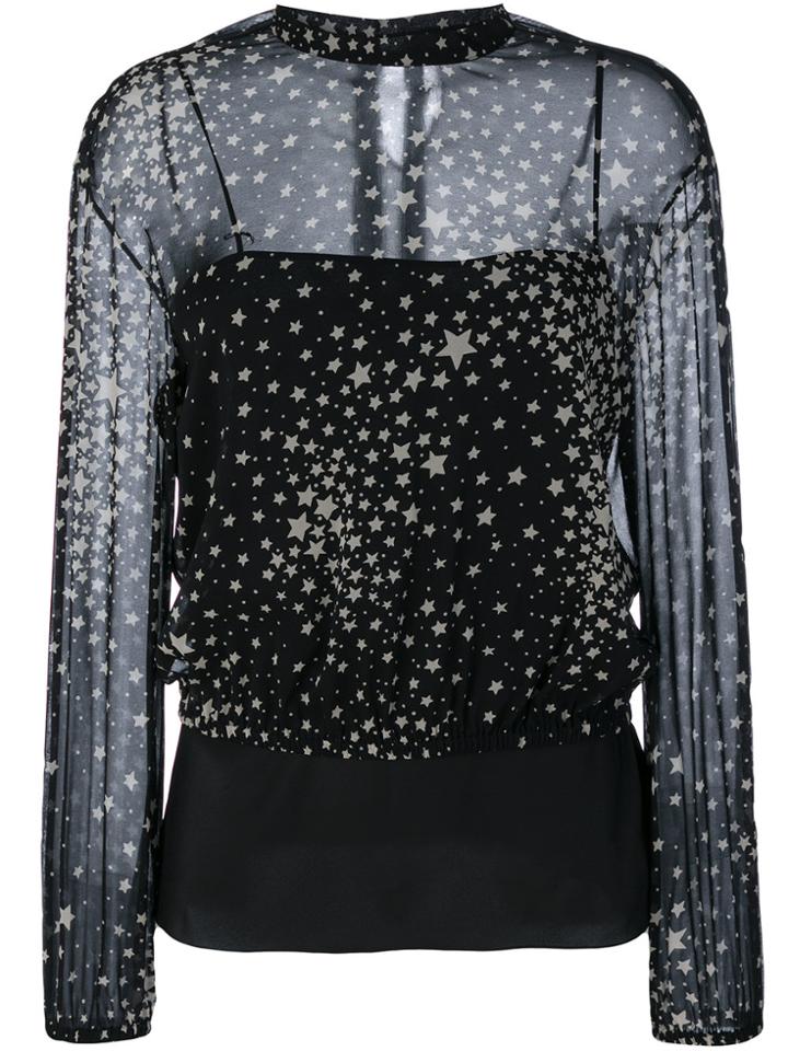 Red Valentino Stars Print Semi-sheer Blouse - Black