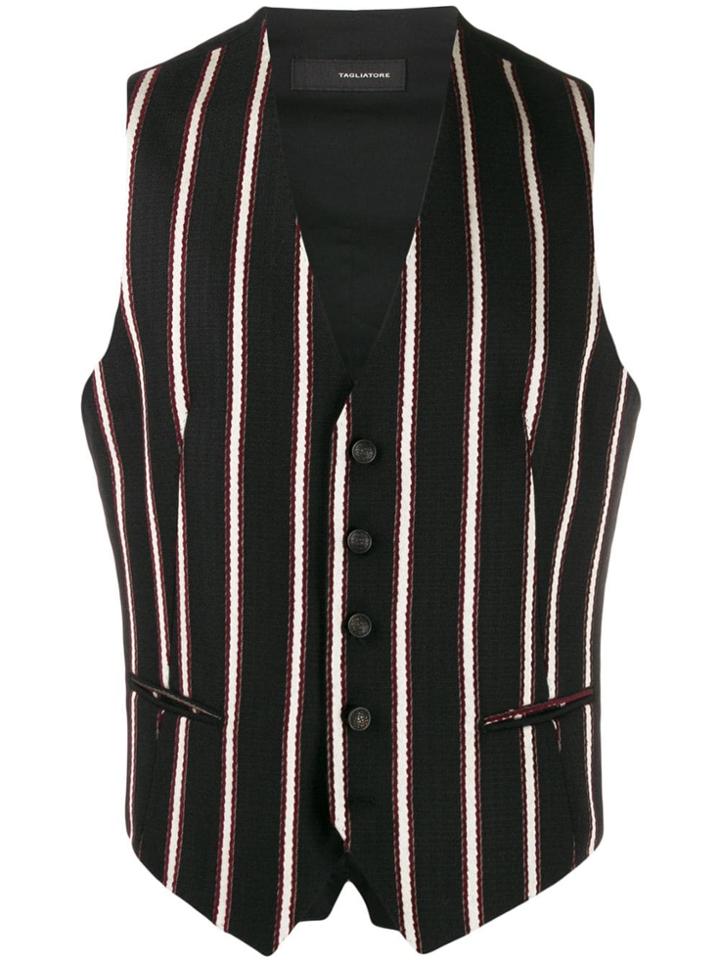 Tagliatore Striped Waistcoat - Black