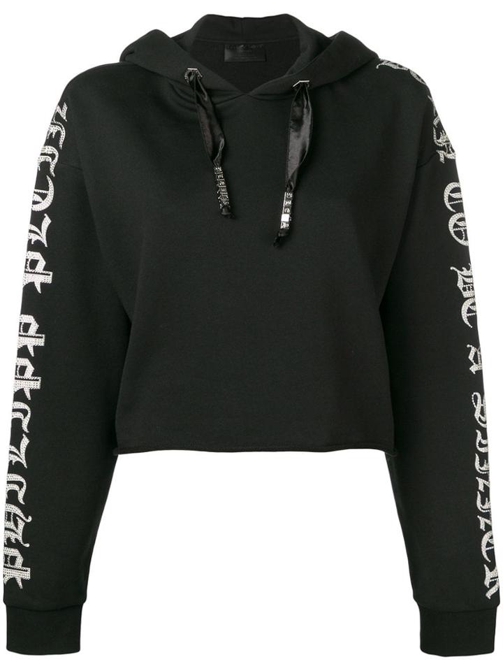 Philipp Plein Crystal Plein Cropped Hoodie - Black