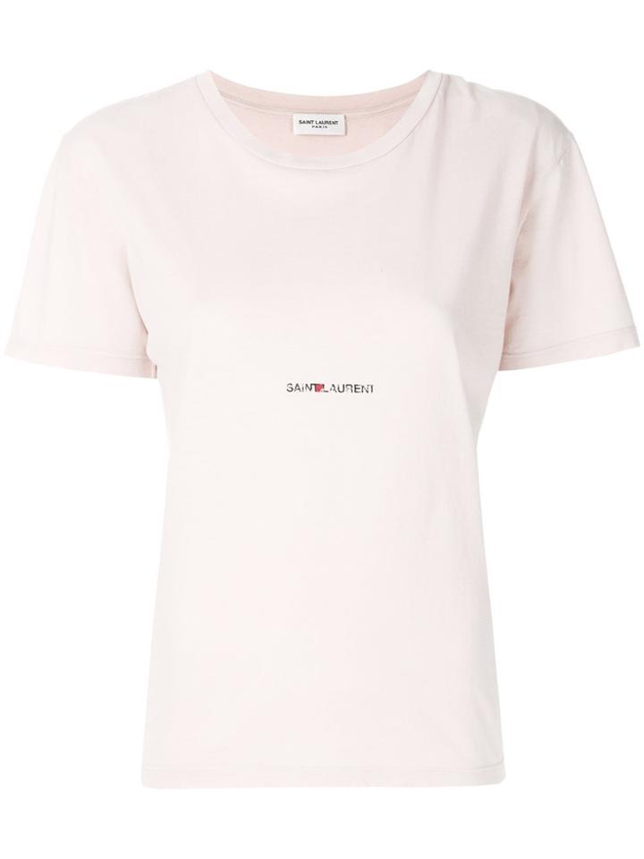 Saint Laurent Logo T-shirt - Nude & Neutrals