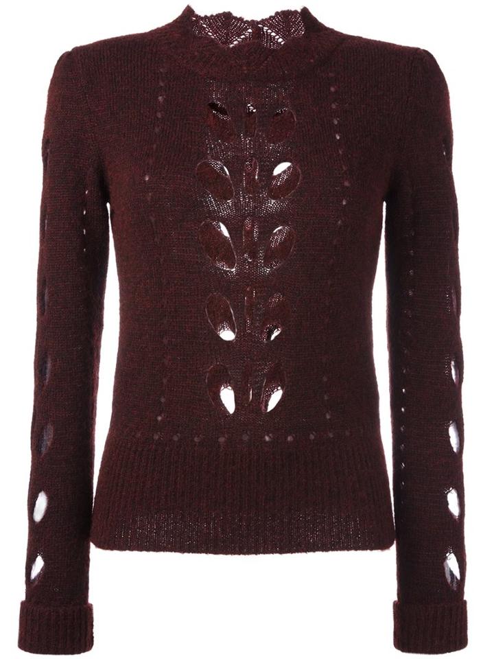 Isabel Marant - Open Knit Panel Jumper - Women - Acrylic/polyamide/mohair/alpaca - 36, Red, Acrylic/polyamide/mohair/alpaca
