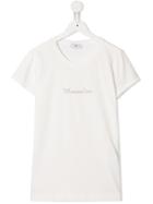 Monnalisa Teen Logo Embellished T-shirt - White