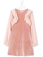 Dondup Kids Frill-trim Long Sleeve Dress - Pink