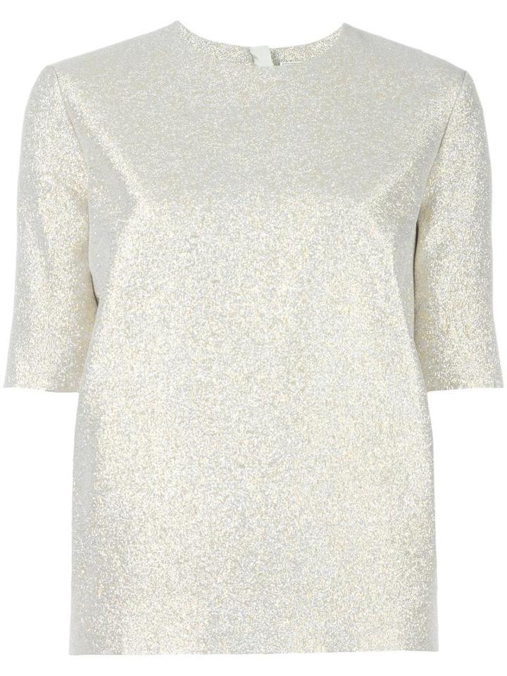 Lanvin Glitter Short Sleeved Top, Women's, Size: 36, Grey, Silk/polyester