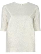 Lanvin Glitter Short Sleeved Top, Women's, Size: 36, Grey, Silk/polyester
