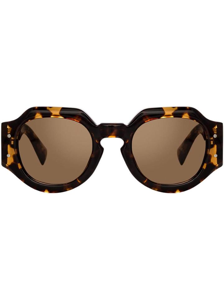 Linda Farrow Oversized Angular Sunglasses - Brown