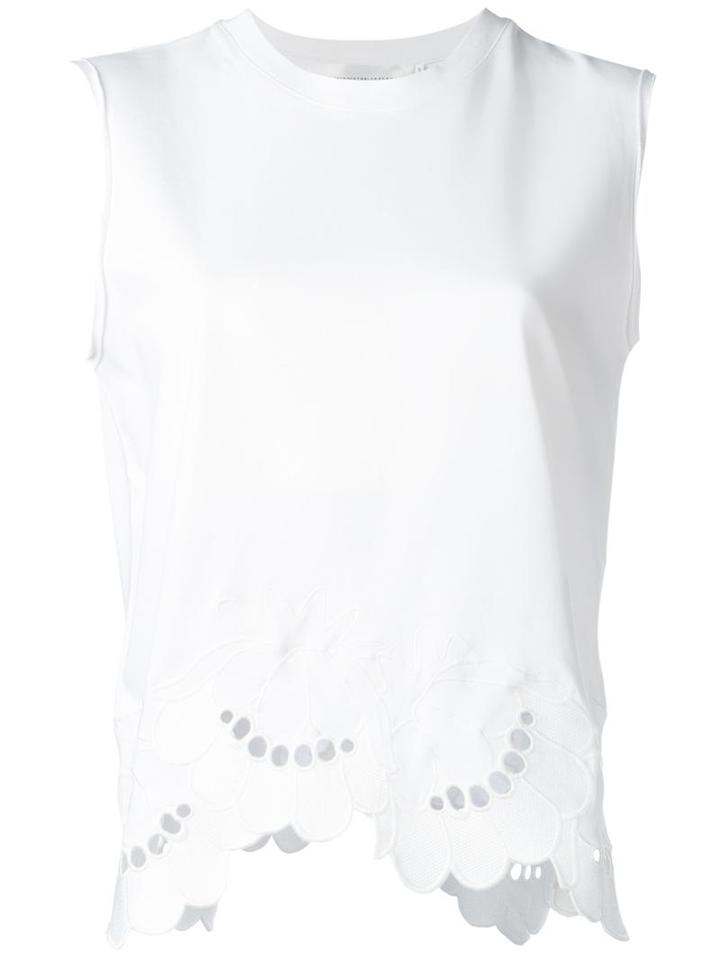 Victoria Victoria Beckham Curved Hem Tank Top, Women's, Size: Large, White, Cotton/spandex/elastane