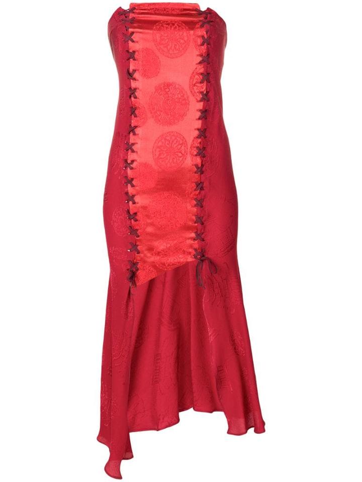 Romeo Gigli Pre-owned Strapless Asymmetric Dress - Red