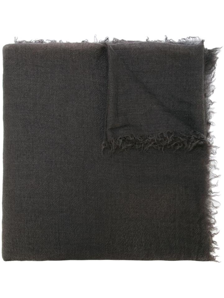 Rick Owens Raw Edge Scarf, Men's, Grey, Silk/cashmere
