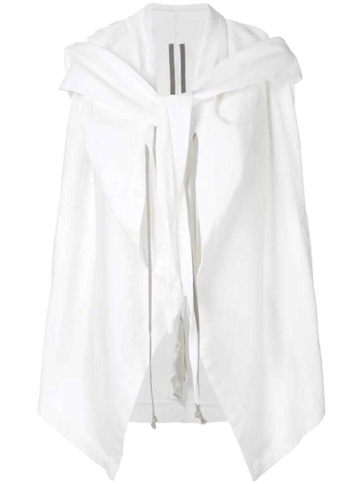 Rick Owens Drkshdw Hooded Tie Front Top - White