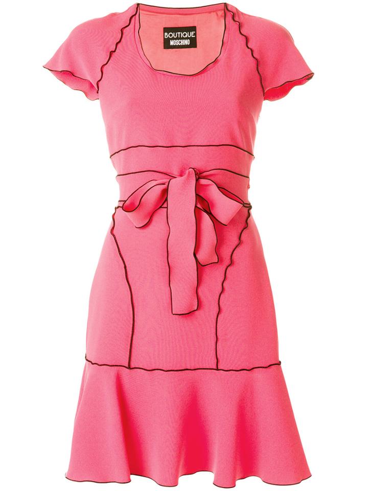 Boutique Moschino Contrast Trim Belt Dress - Pink & Purple