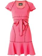 Boutique Moschino Contrast Trim Belt Dress - Pink & Purple