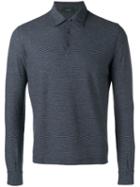 Zanone Long Sleeve Polo Shirt, Men's, Size: 46, Blue, Cotton