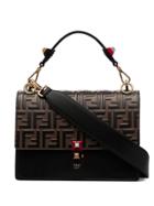 Fendi Black Kani Medium Zucca Print Leather Satchel