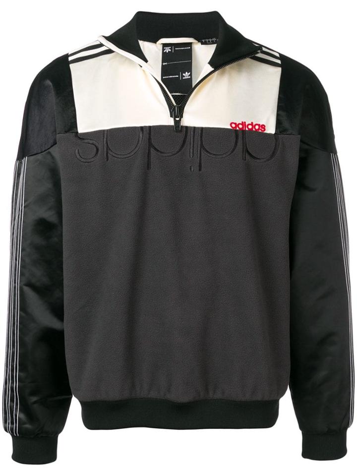 Adidas Originals By Alexander Wang Colour Block Zip Sweatshirt - Black