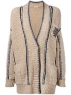 Brunello Cucinelli - Embellished Pocket Cardigan - Women - Polyamide/spandex/elastane/wool - M, Nude/neutrals, Polyamide/spandex/elastane/wool