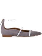 Malone Souliers Contrast Pointed Ballerinas - Grey