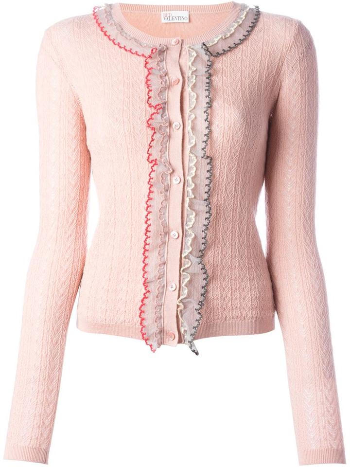 Red Valentino Ruffled Neckline Cardigan