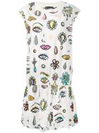 Boutique Moschino - Printed Short Dress - Women - Cotton/other Fibers - 38, White, Cotton/other Fibers