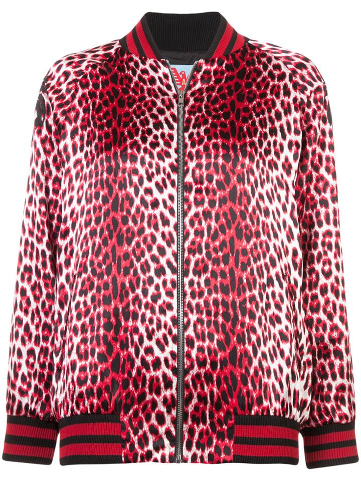 Adaptation Leopard Print Bomber Jacket - Red