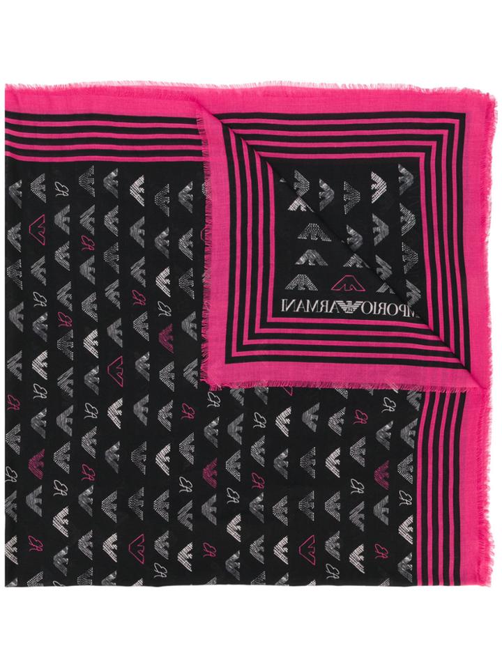 Emporio Armani Logo Contrast Scarf - Black