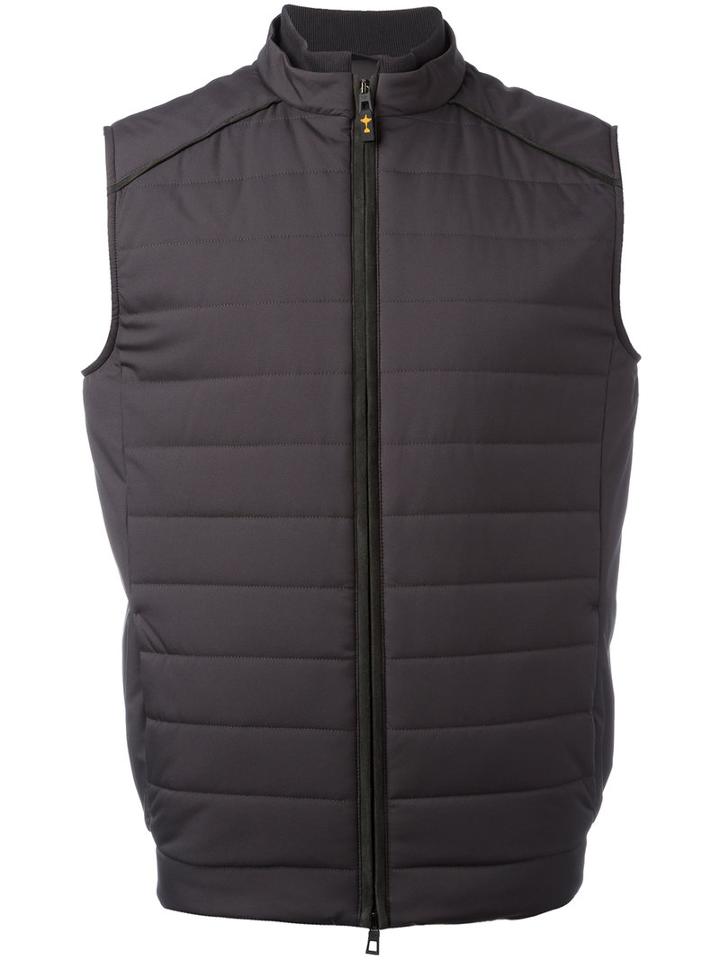 Loro Piana High Neck Gilet, Men's, Size: Medium, Grey, Polyester/polyimide/polyurethane/cashmere
