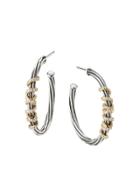 David Yurman Sterling Silver And 18kt Yellow Gold Helena Diamond Hoop