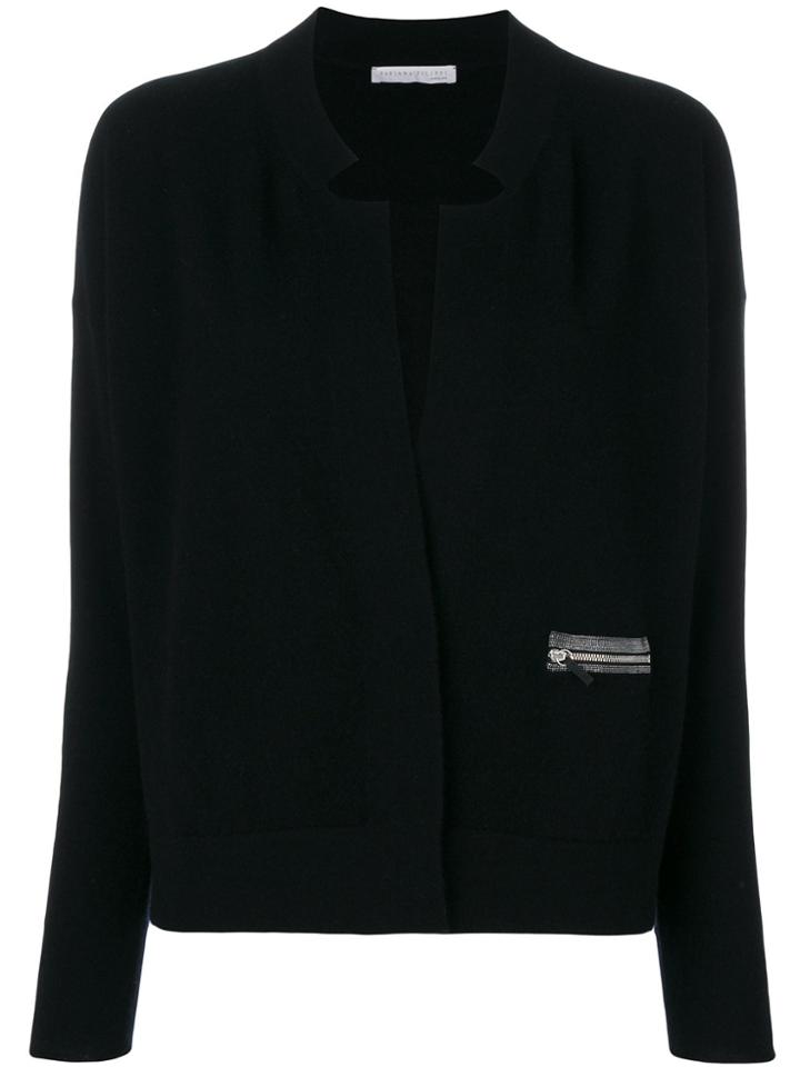 Fabiana Filippi Notched Zip Pocket Cardigan - Black