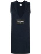 Chanel Pre-owned Logo Knitted Fitted Dress - Blue
