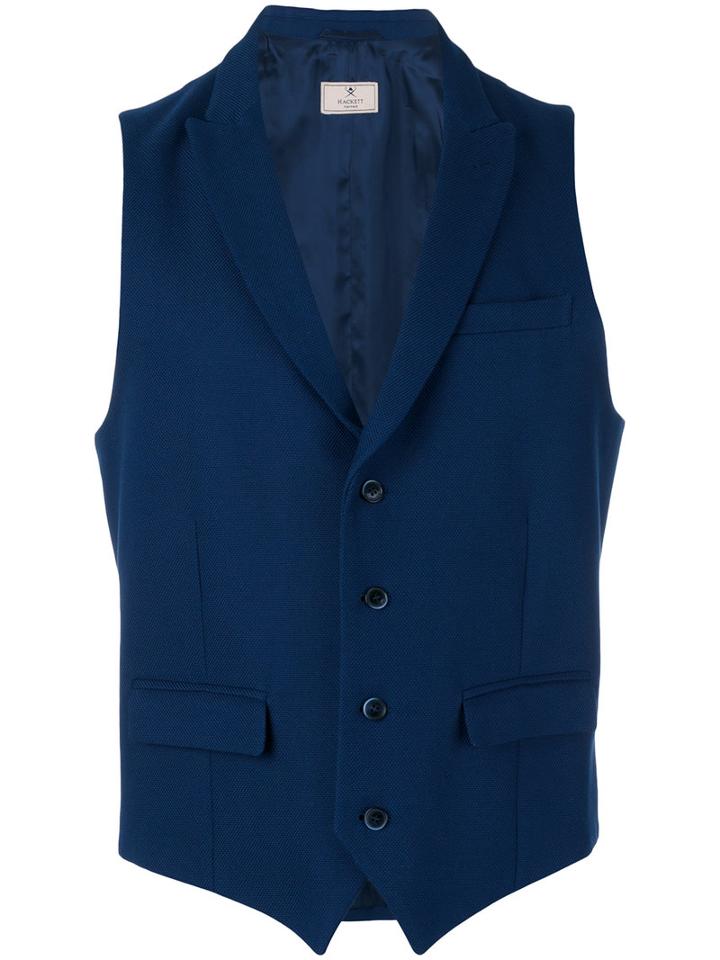 Hackett - Classic Waistcoat - Men - Cotton/rayon - 48, Blue, Cotton/rayon