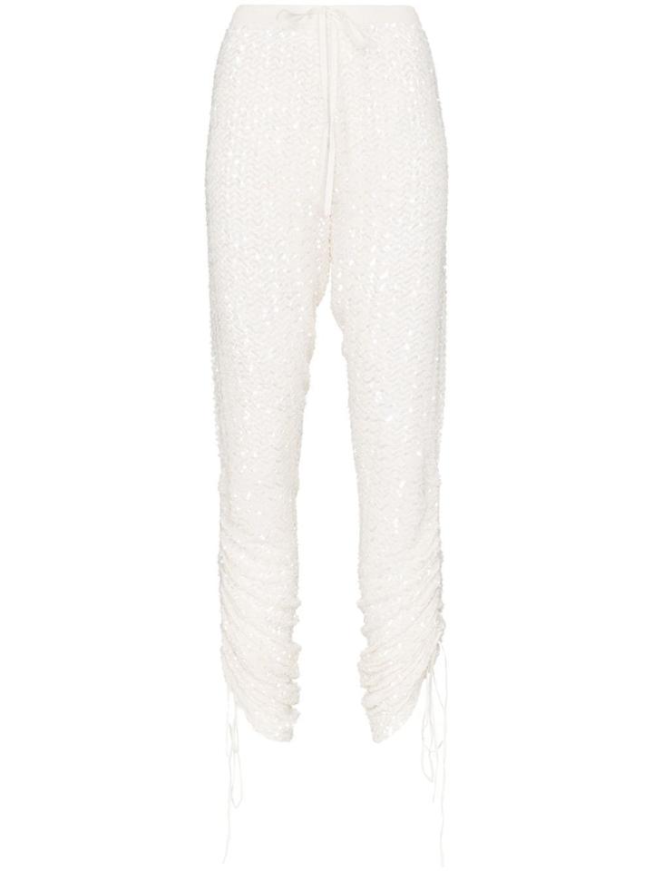Ashish Sequin Embellished Track Pants - White