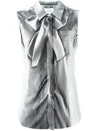 Moschino Trompe-l'oeil Sleeveless Shirt, Women's, Size: 38, White, Silk