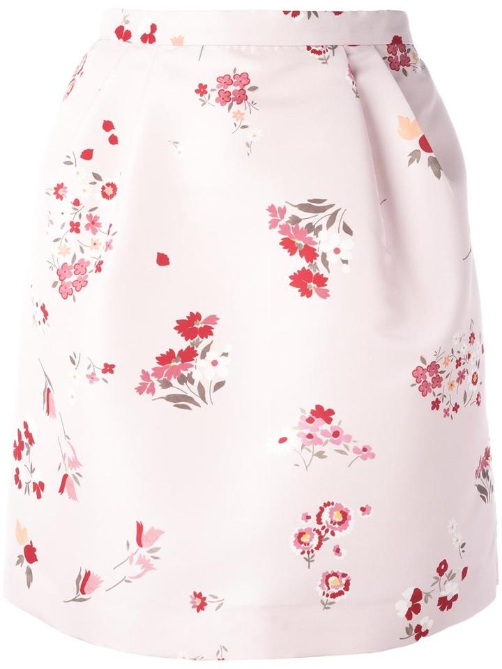 Red Valentino Floral Print Pegged Skirt, Women's, Size: 40, Pink/purple, Polyester