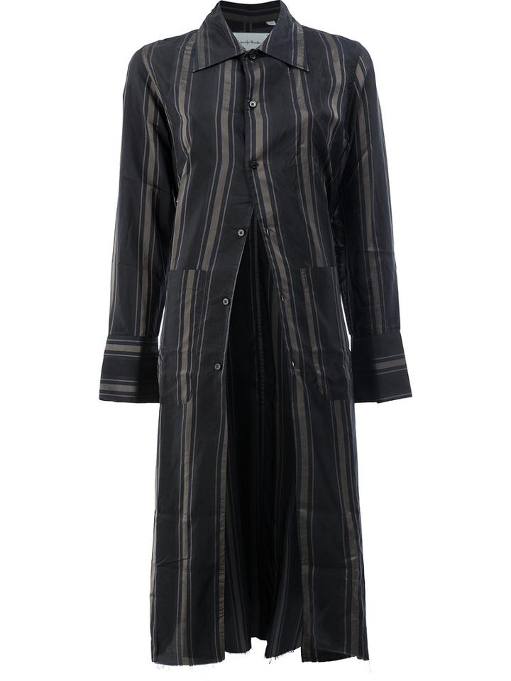 Song For The Mute - Striped Elongated Shirt - Women - Cupro - 38, Blue, Cupro