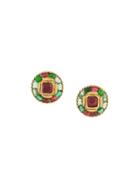 Chanel Vintage Poured Glass Gripoix Button Clip-on Earrings
