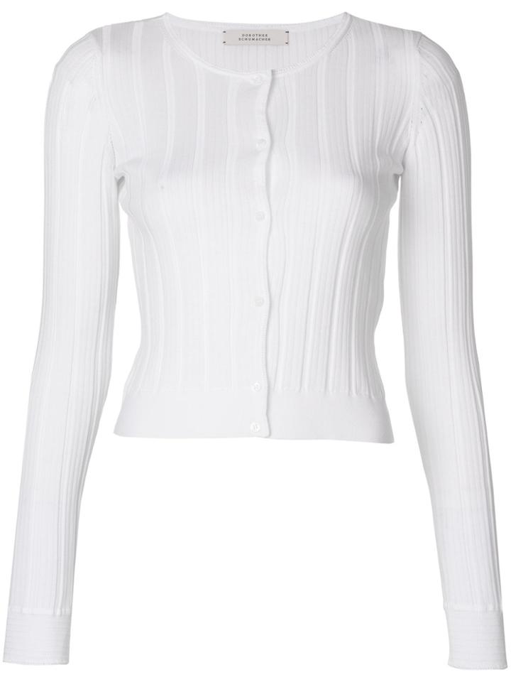 Dorothee Schumacher Ribbed Slim Fit Cardigan - White