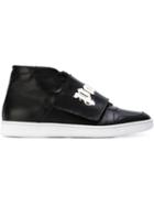 Palm Angels Logo Velcro Hi-top Sneakers, Men's, Size: 43, Black, Calf Leather/rubber