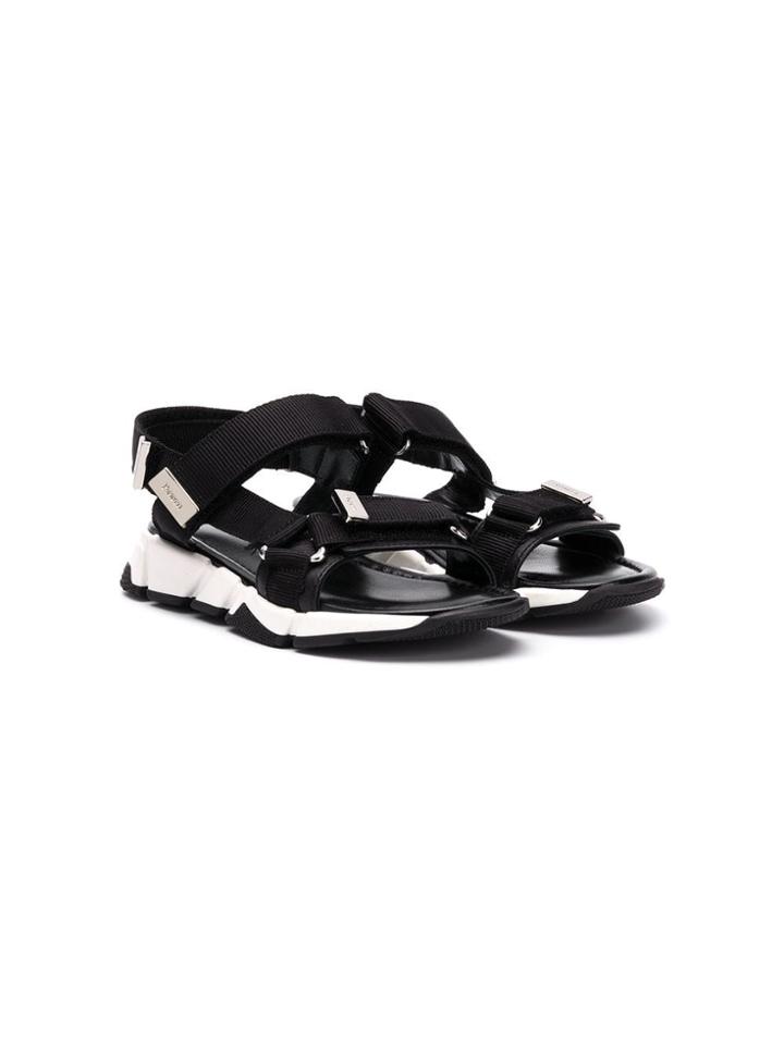 Cesare Paciotti Kids Teen Touch-strap Sandals - Black