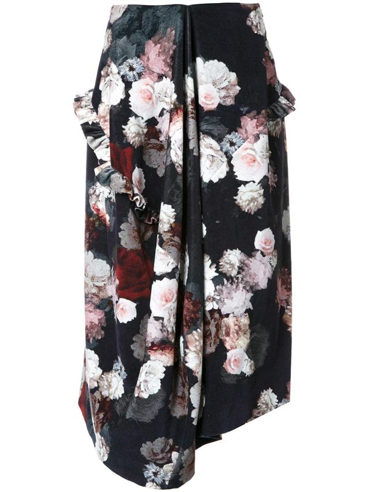 Preen By Thornton Bregazzi Flower Print Skirt - Black