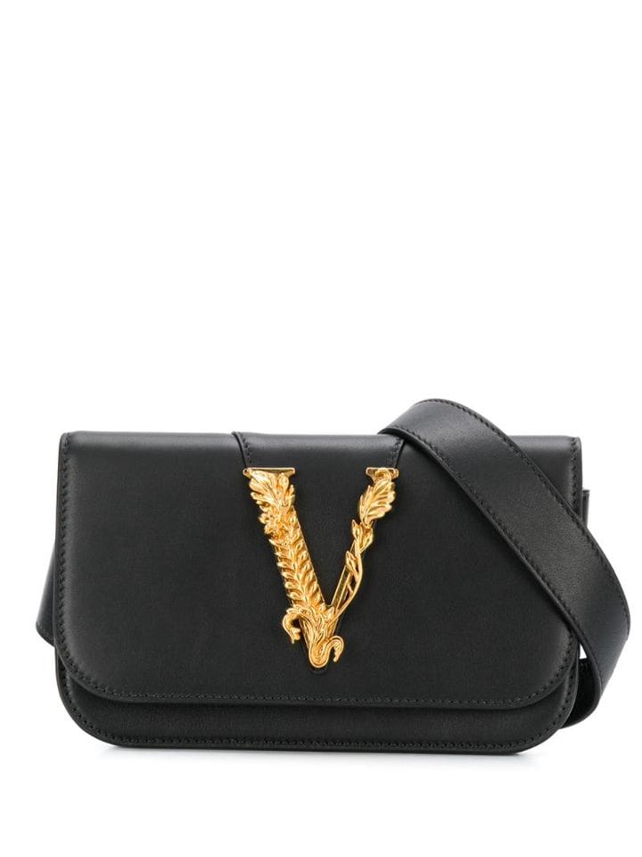 Versace Baroque Logo Plaque Belt Bag - Black