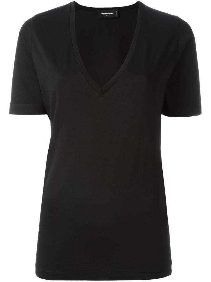 Dsquared2 V-neck T-shirt, Women's, Size: M, Black, Cotton