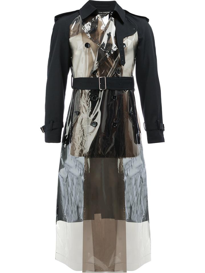Comme Des Garçons Homme Plus Metallic Panel Double-breasted Coat, Size: Medium, Black, Polyurethane/wool