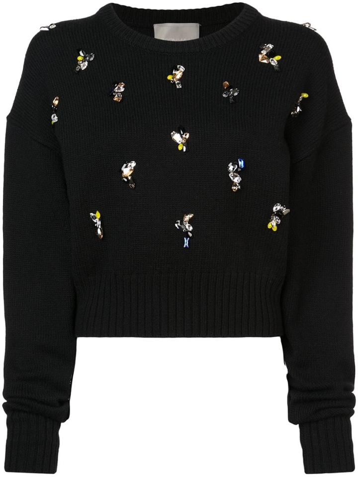 Jason Wu Collection Embellished Cropped Sweater - Black