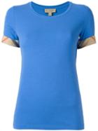 Burberry Housecheck Detail T-shirt, Women's, Size: Large, Blue, Cotton/spandex/elastane