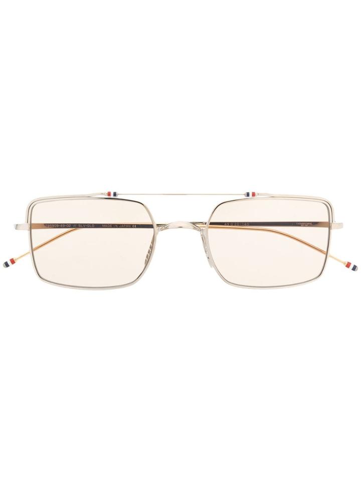Thom Browne Eyewear Retro Style Square Sunglasses - Silver